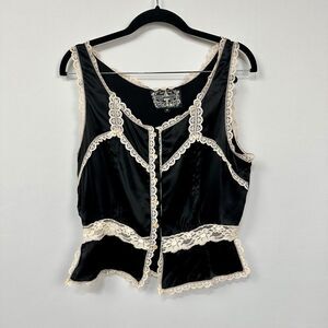 James Coviello Silk Lace Black/Blush Pink Lace Peplum Top Sexy Size 8